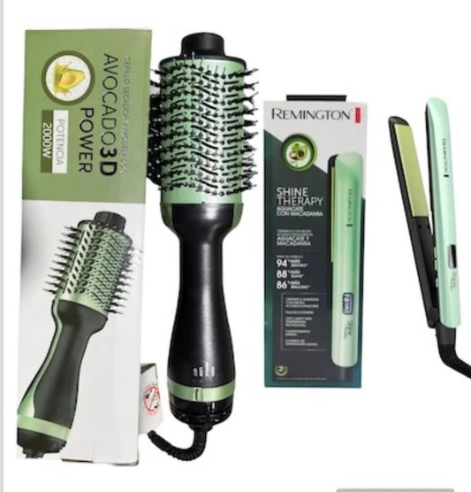 Kit Cepillo Secador Y plancha Aguacate